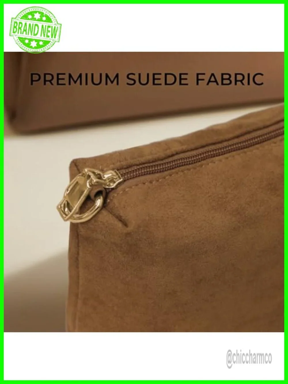 Faux Leather Suede Crossbody Satchel with Adjustable Strap & Inner Pouch